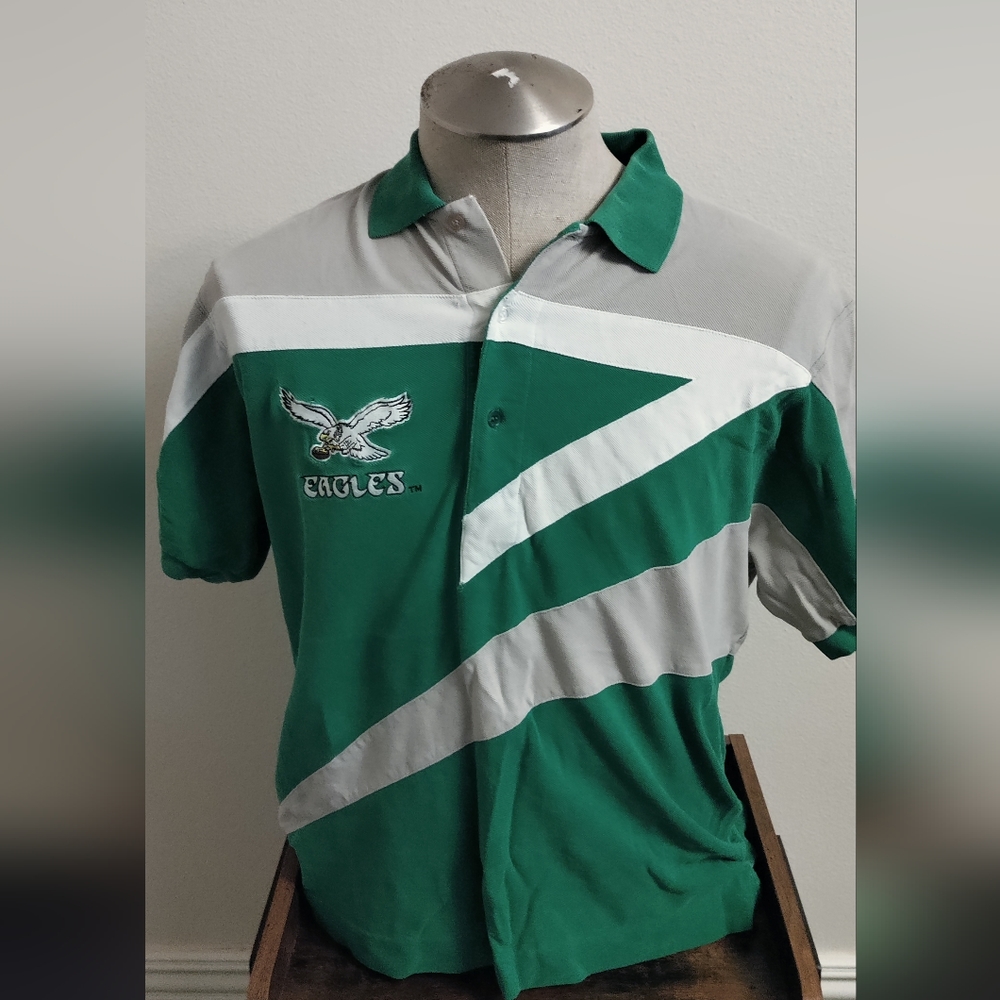 Men's Vintage Philadelphia Eagles 3 button with collar